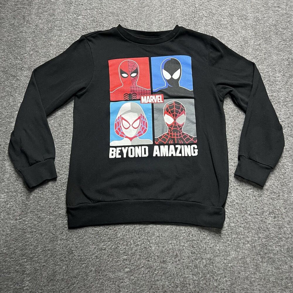 Marvel Spider Man Into The Spider-Verse Panel Sweatshirt Youth XL Black Pullover